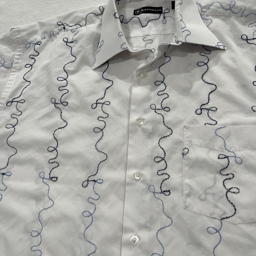 Bachrach Embroidered Men's Dress Shirt Casual Weekend Collar Button Up - Picture 4 of 9